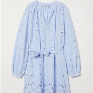 H&M Light Blue Dress with Eyelet Embroidery XS